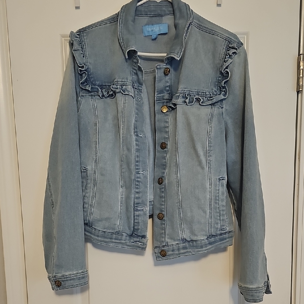 Women's Denim Jacket with Ruffle Detail